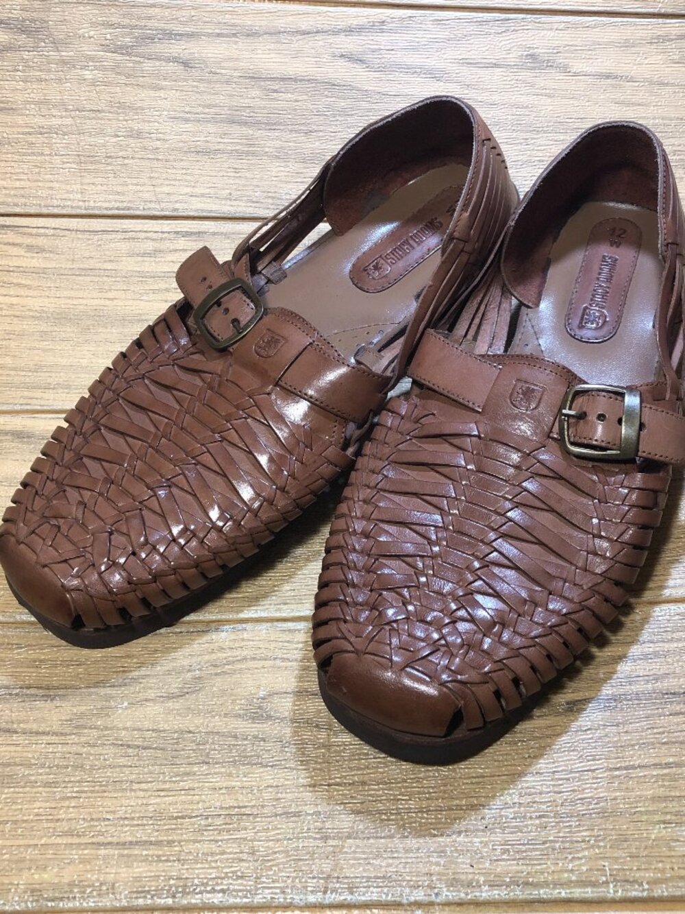 Stacy Adams men woven fisherman style brown leather, 12Wide